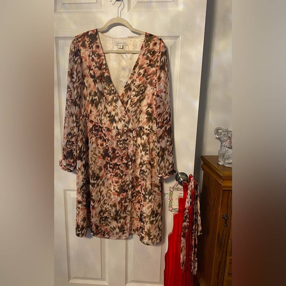 Coldwater Creek Floral Long Sleeve Dress